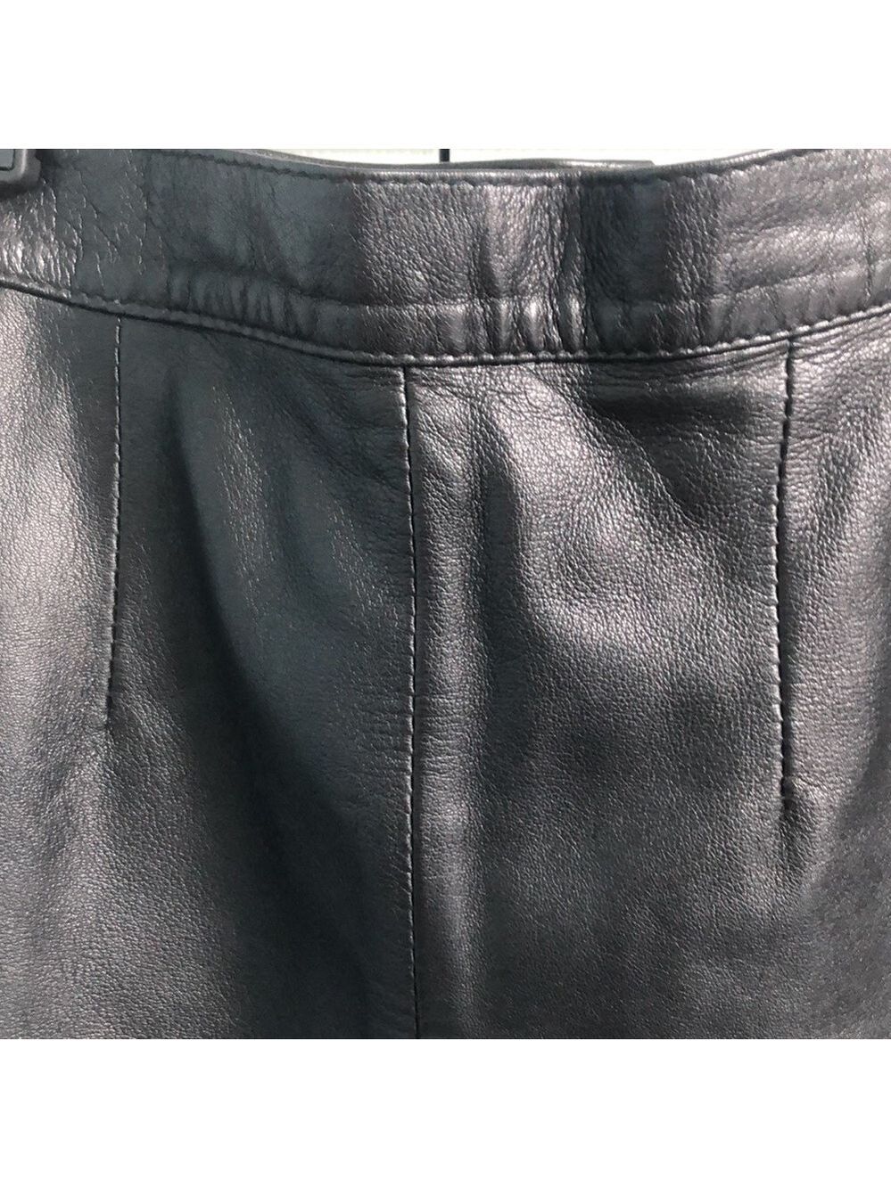 Vintage Fiocchi Italian Black Leather Mini Pencil Skirt Size XS - Picture 5 of 12